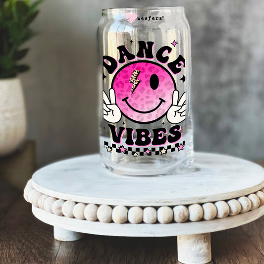 Dance Mom Vibes Pink Smile Face 16oz Libbey Glass Can UV DTF or Sublimation Wrap - Decal - Weefers