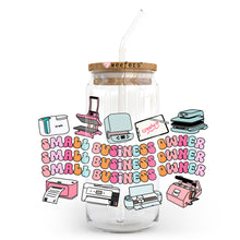 Load image into Gallery viewer, a glass jar with some stickers on it
