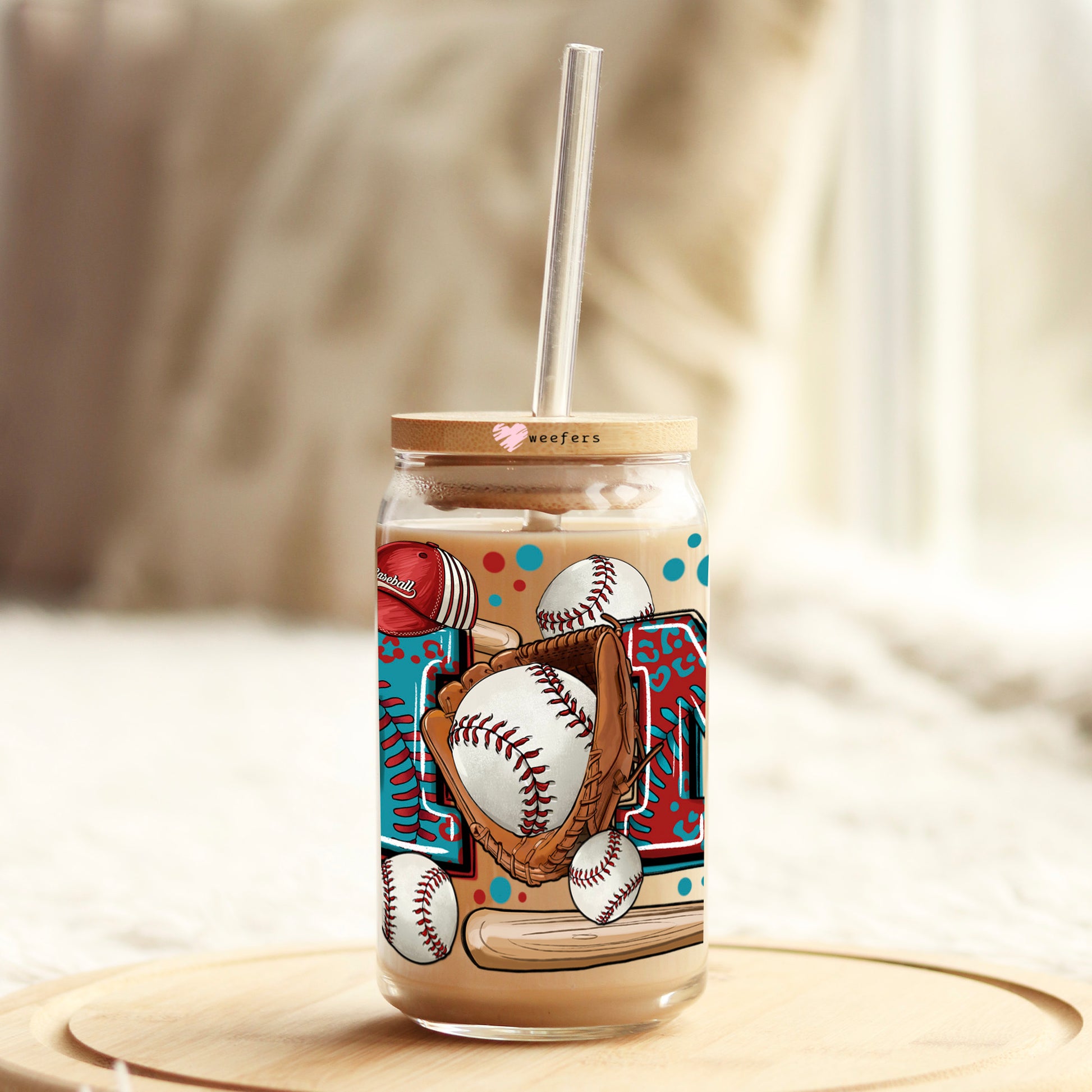 Baseball Mom 16oz Libbey Glass Can UV DTF or Sublimation Wrap - Decal Transfers - Weefers