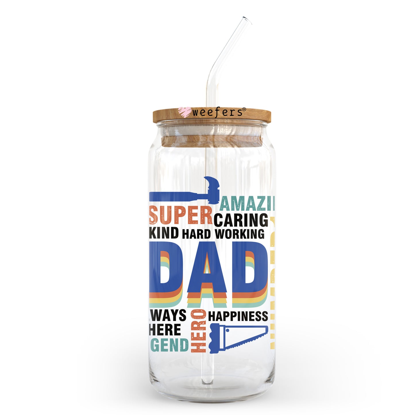 Super Dad Father's Day 20oz Libbey Glass Can, 34oz Hip Sip, 40oz Tumbler, 24oz Cold Cup UV DTF or Sublimation Decal Transfer - Weefers