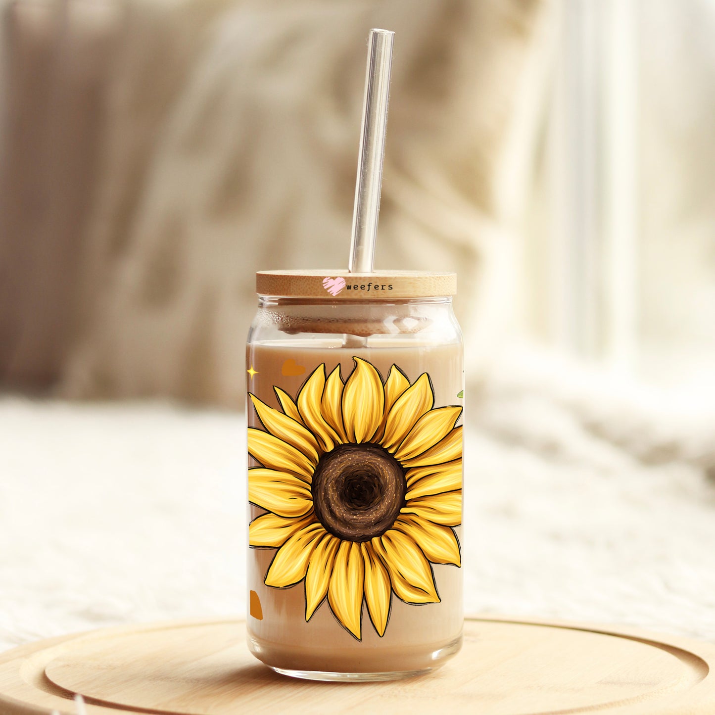 Sunflowers Delight 16oz Libbey Glass Can UV DTF or Sublimation Wrap - Decal - Weefers