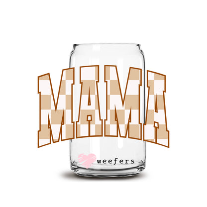 Mama Beige Checkered 16oz Libbey Glass Can UV DTF or Sublimation Decal - Transfer - Weefers