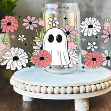 Load image into Gallery viewer, Ghost Flowers 16oz Libbey Glass Can UV DTF Full Decal Transfer - Weefers
