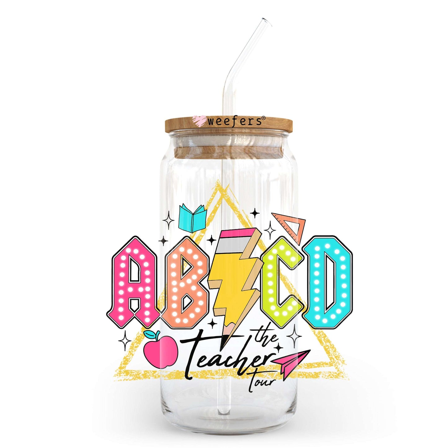 ABCD The Teacher Tour 20oz Libbey Glass Can, 34oz Hip Sip, 40oz Tumbler, 24oz Cold Cup UV DTF or Sublimation Decal Transfer - Weefers