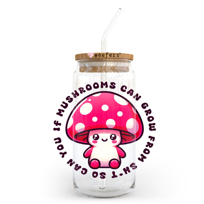 a glass jar with a mushroom inside of it