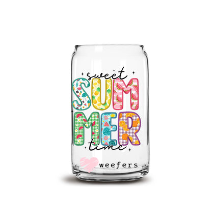 Sweet Summer Time Colorful 16oz Libbey Glass Can UV DTF or Sublimation Wrap - Transfer - Weefers