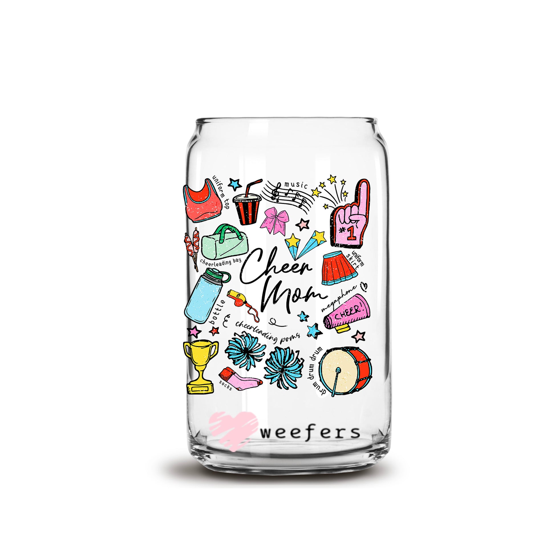 Doing Cheer Mom Stuff 16oz Libbey Glass Can UV DTF or Sublimation Wrap - Decal - Weefers