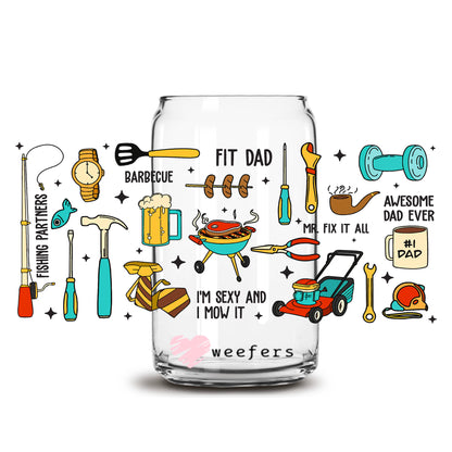 Funny Dad Quotes 16oz Libbey Glass Can UV DTF or Sublimation Wrap Transfer - Weefers