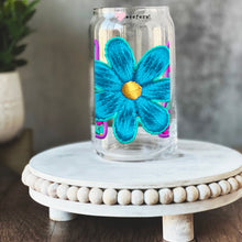 Load image into Gallery viewer, a glass jar with a painted flower on it
