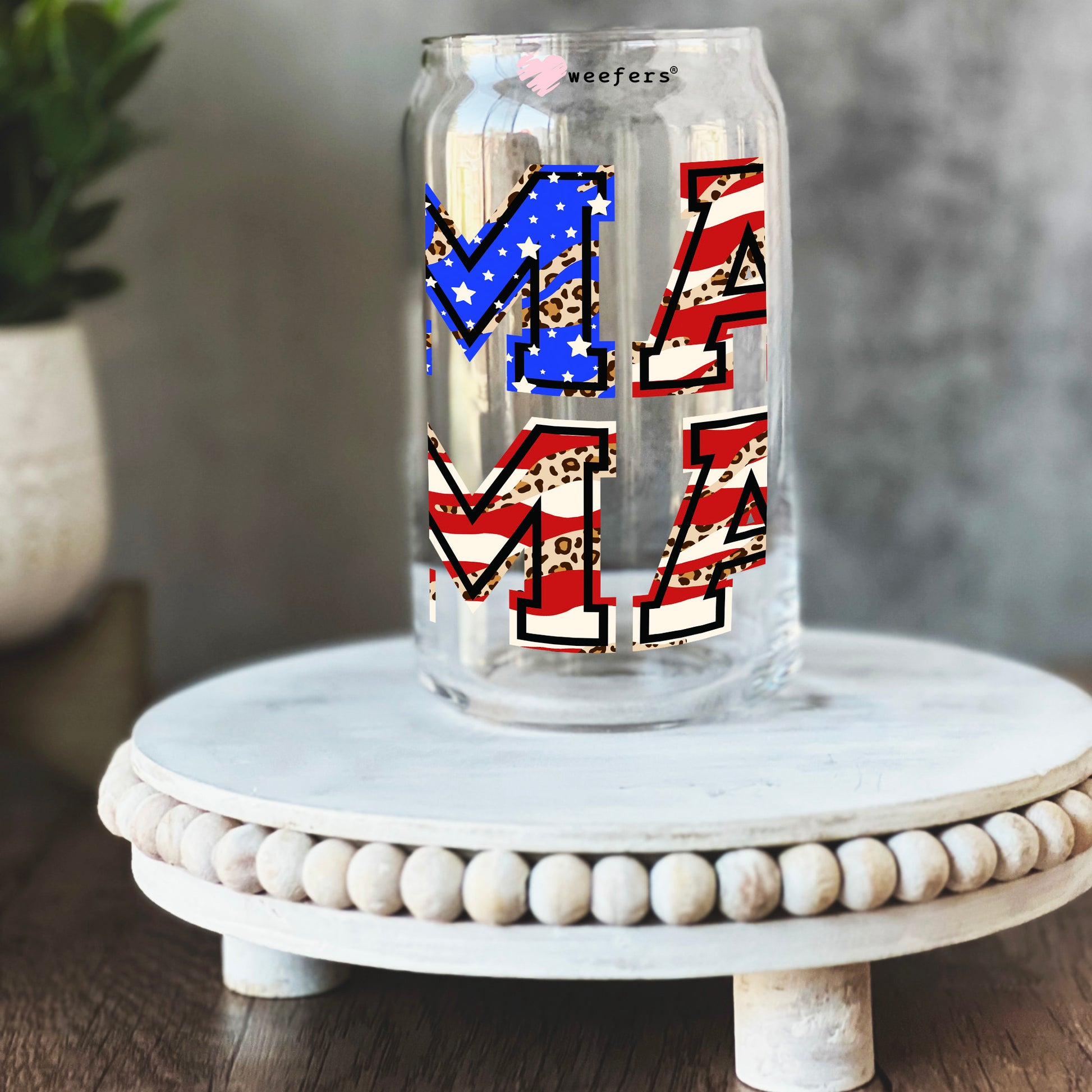 MaMa Stacked 4th of July 16oz Libbey Glass Can UV DTF or Sublimation Wrap - Decal - Weefers