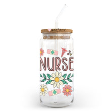 Load image into Gallery viewer, a glass jar with a straw in it that says nurse
