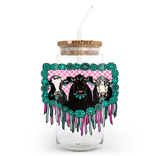 Fringe Pocket Cows 20oz Libbey Glass Can UV DTF or Sublimation Wrap - Decal Transfer - Weefers