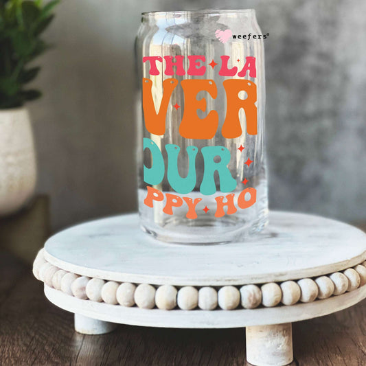 At the Lake Every Hour is Happy Hour 16oz Libbey Glass Can UV DTF or Sublimation Cup Wrap - Decal Transfer Weefers