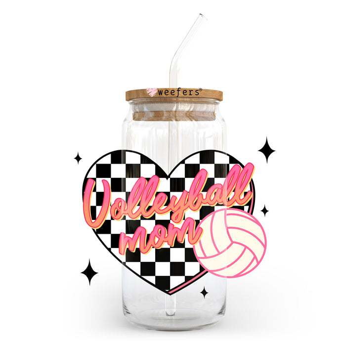a glass jar with a volleyball ball inside of it