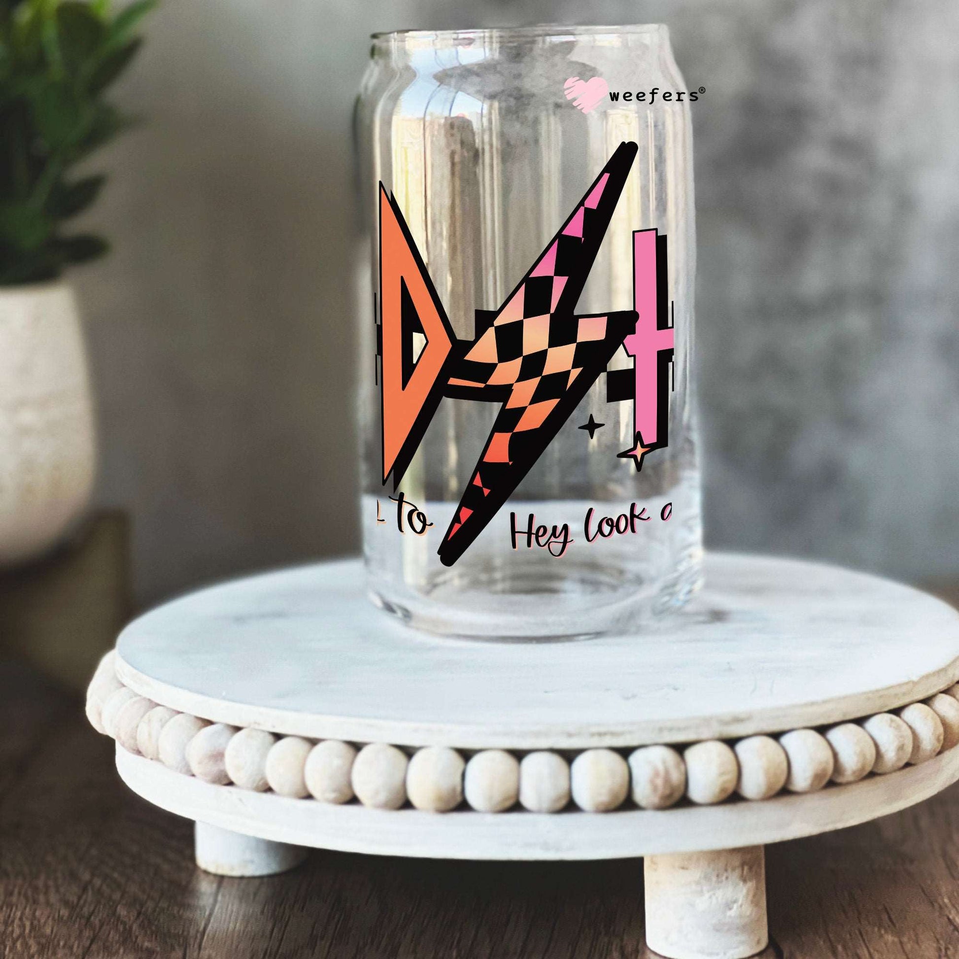 ADHD Highway to Hey Look There's a Squirrel 16oz Libbey Glass Can UV DTF or Sublimation Cup Wrap - Decal Transfer Weefers