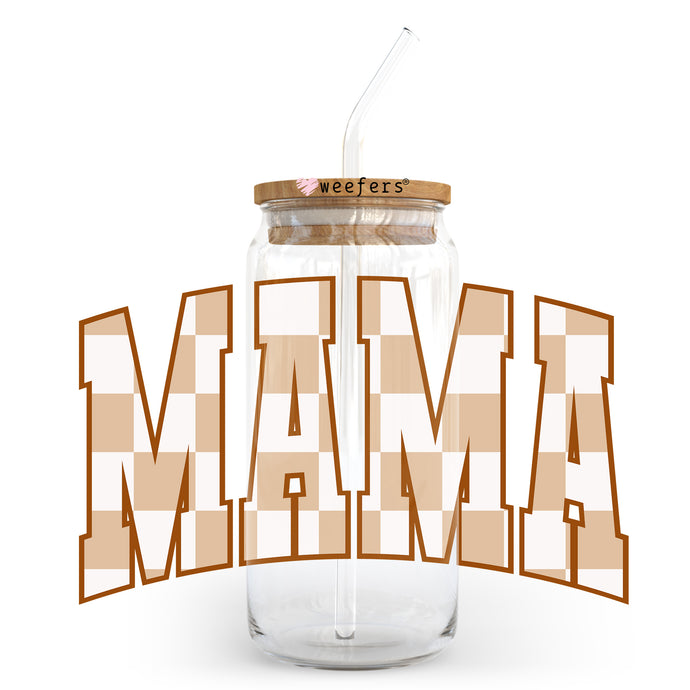 a mason jar with a straw in it and the word mama spelled out