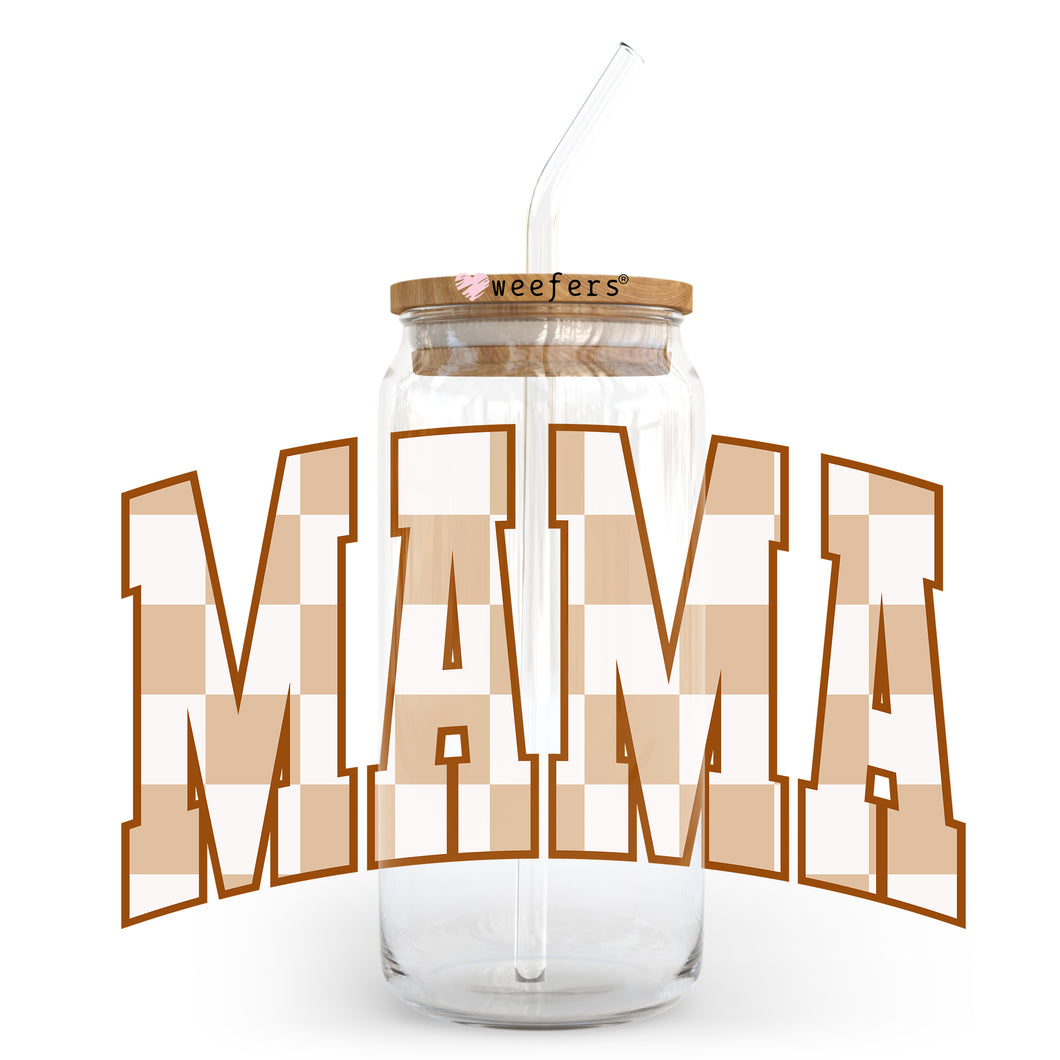 a mason jar with a straw in it and the word mama spelled out