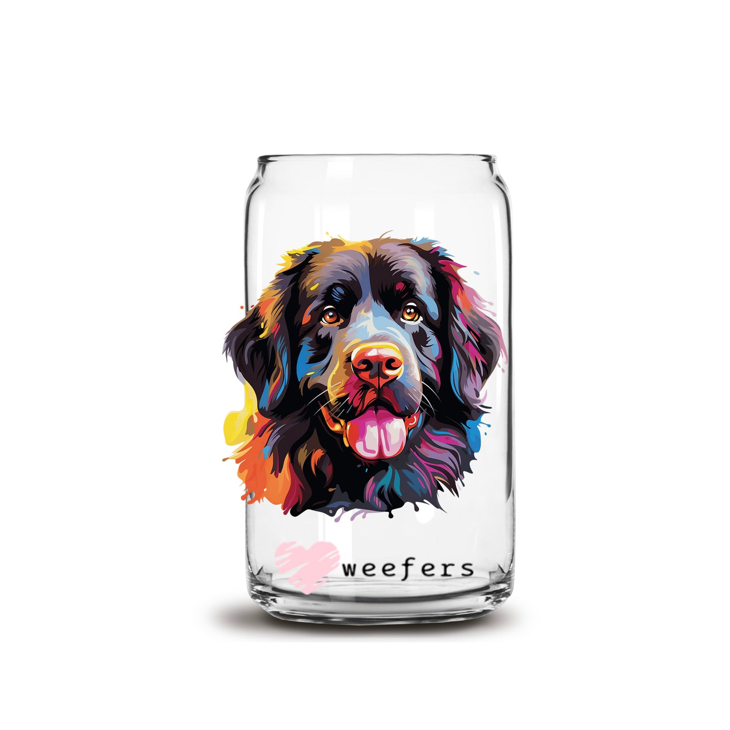 Newfoundland Colorful Watercolor 16oz Libbey Glass Can UV DTF or Sublimation Wrap - Decal - Weefers