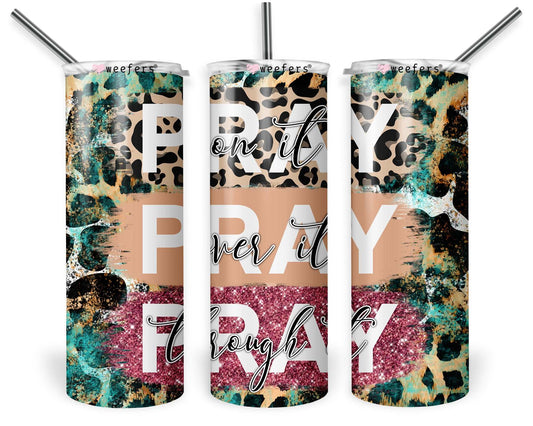 20oz Skinny Tumbler Wrap - Pray Pray Pray Leopard - Weefers