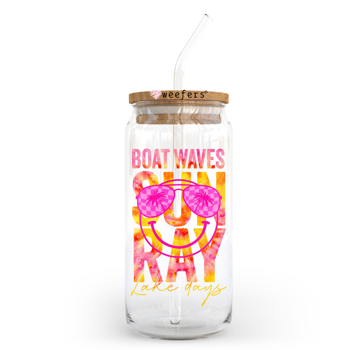 Boat Waves Sun Ray Lake Days 20oz Libbey Glass Can, 34oz Hip Sip, 40oz Tumbler, 24oz Cold Cup UV DTF or Sublimation Decal Transfer - Weefers