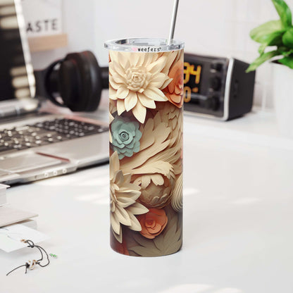 20oz Skinny Tumbler Wrap - 3D Cream and Blue and Coral - Weefers