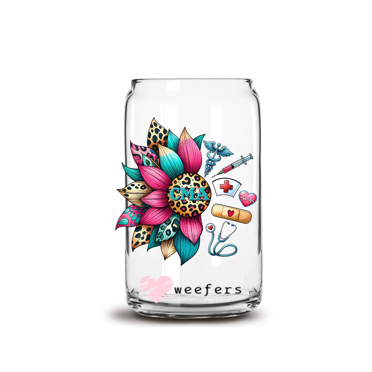 CMA Colorful Sunflower Burst 16oz Libbey Glass Can UV DTF or Sublimation Wrap - Decal - Weefers