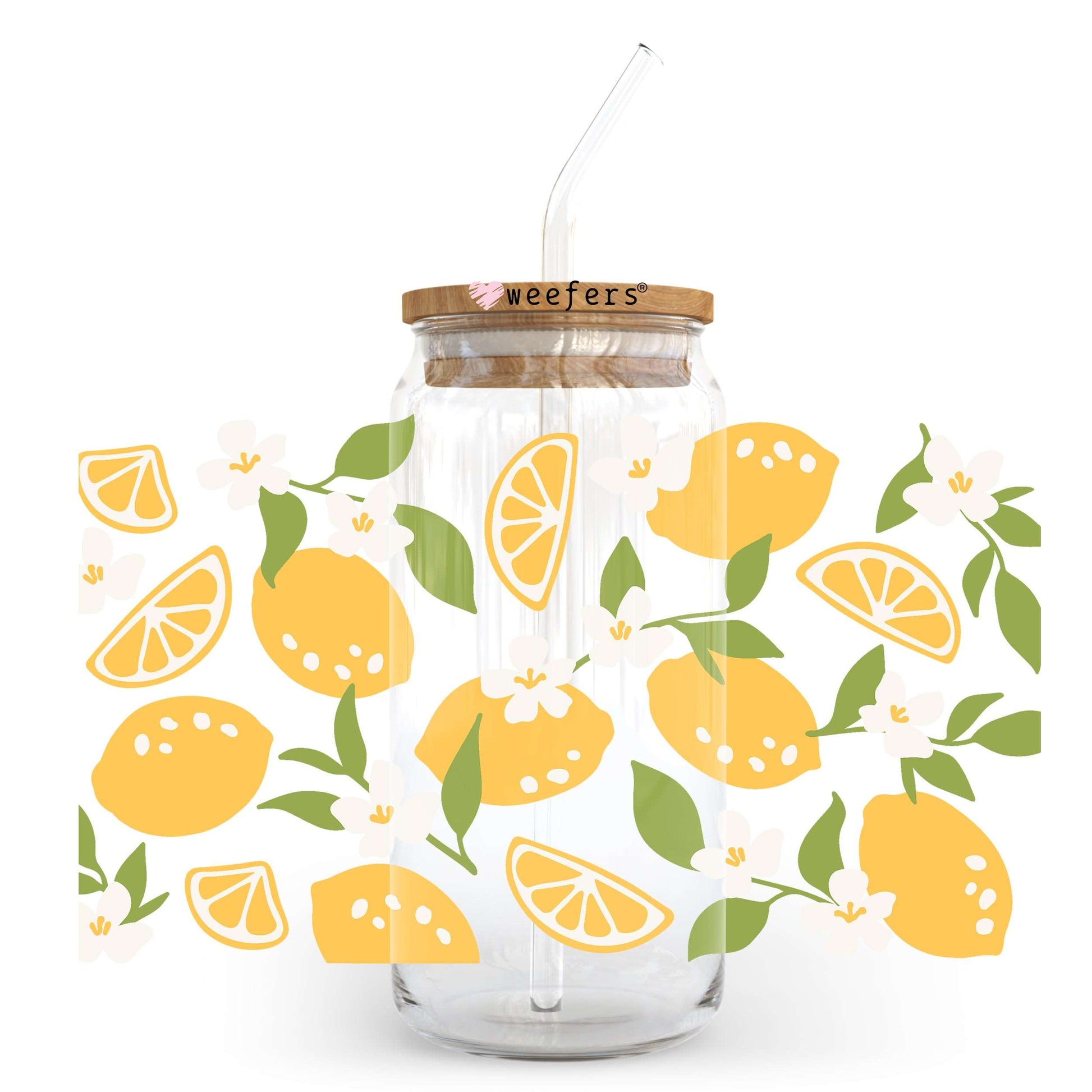 All About Lemons 20oz Libbey Glass Can UV DTF or Sublimation Wrap - Decal Weefers