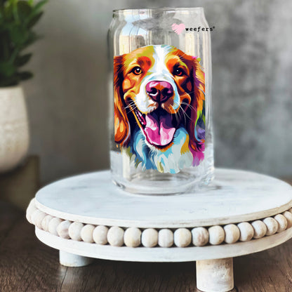 Welsh Springer Colorful Watercolor 16oz Libbey Glass Can UV DTF or Sublimation Wrap - Decal - Weefers