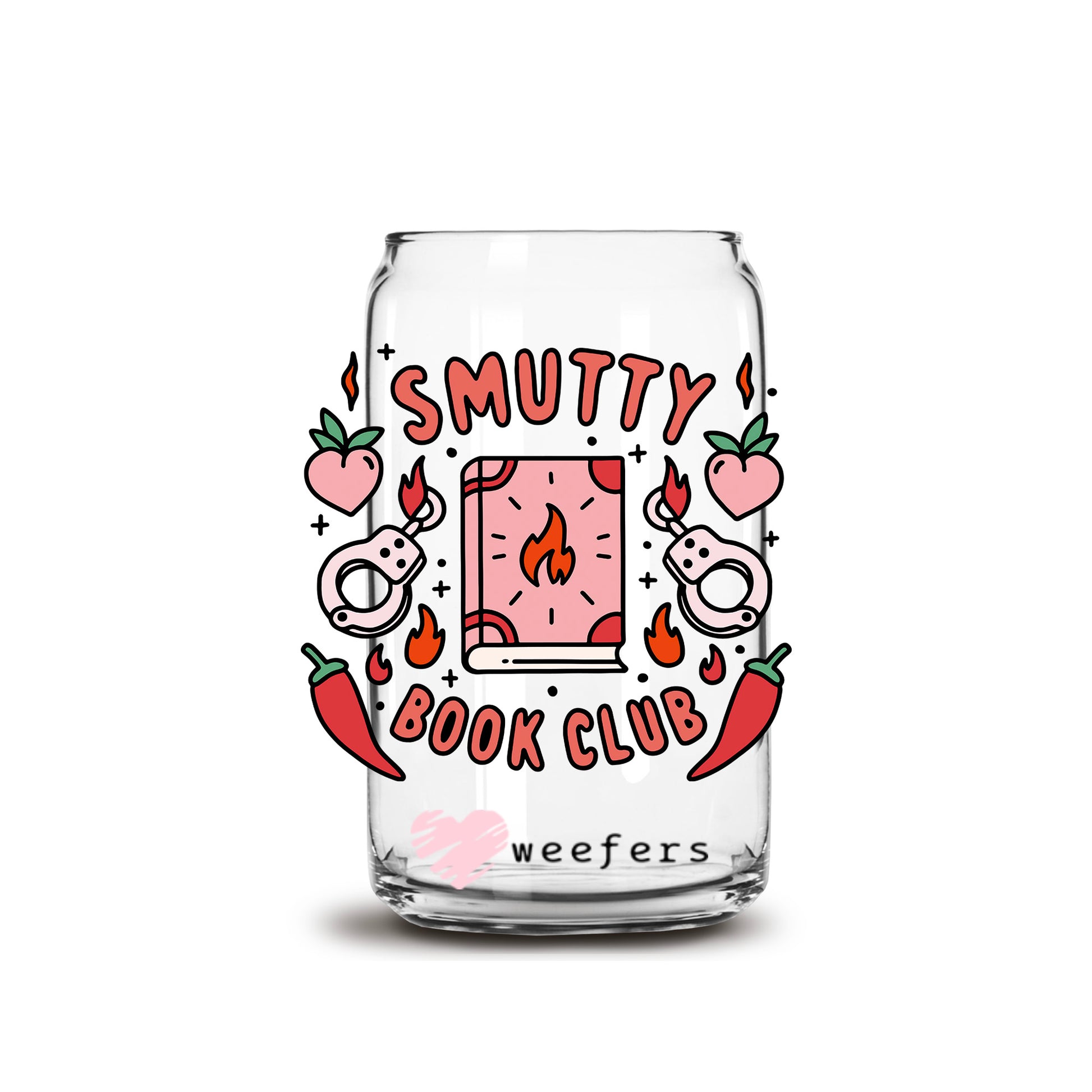 Smutty Book Club 16oz Libbey Glass Can UV DTF or Sublimation Wrap Decal Transfer - Weefers