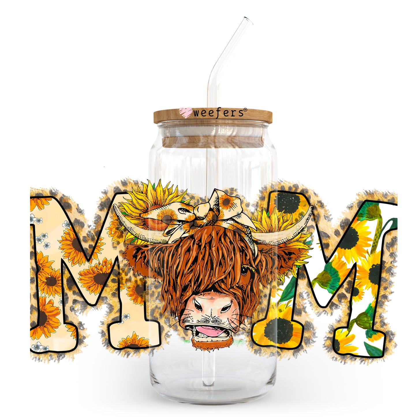 Mom Western Cow 20oz Libbey Glass Can, 34oz Hip Sip, 40oz Tumbler, 24oz Cold Cup UV DTF or Sublimation Decal Transfer - Weefers