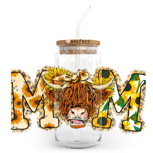 Mom Western Cow 20oz Libbey Glass Can, 34oz Hip Sip, 40oz Tumbler, 24oz Cold Cup UV DTF or Sublimation Decal Transfer - Weefers