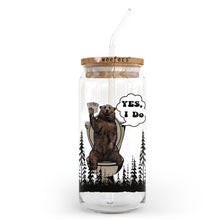 Load image into Gallery viewer, a glass jar with a bear sitting on a toilet
