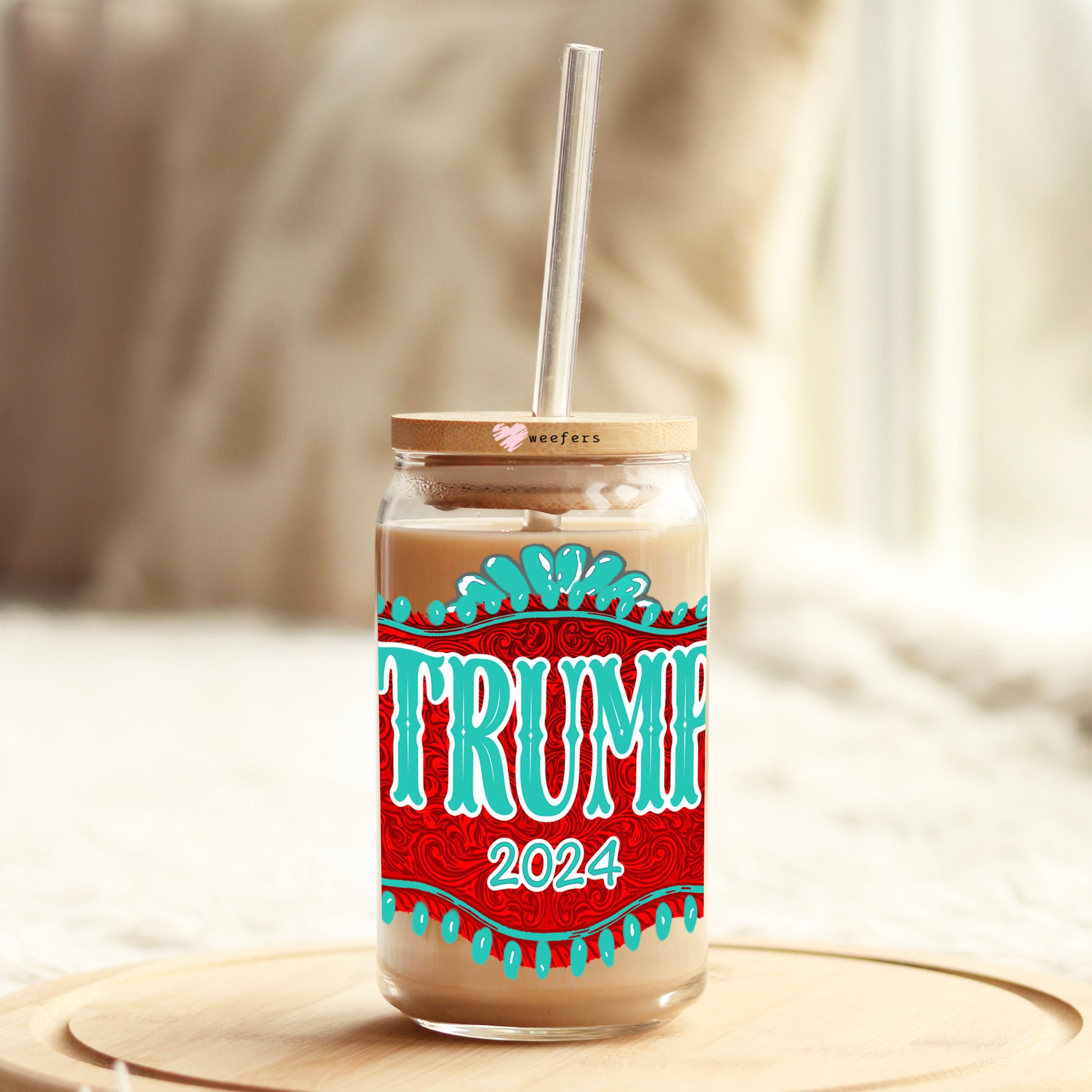 Trump 2024 16oz Libbey Glass Can UV DTF or Sublimation Wrap - Decal Transfers - Weefers