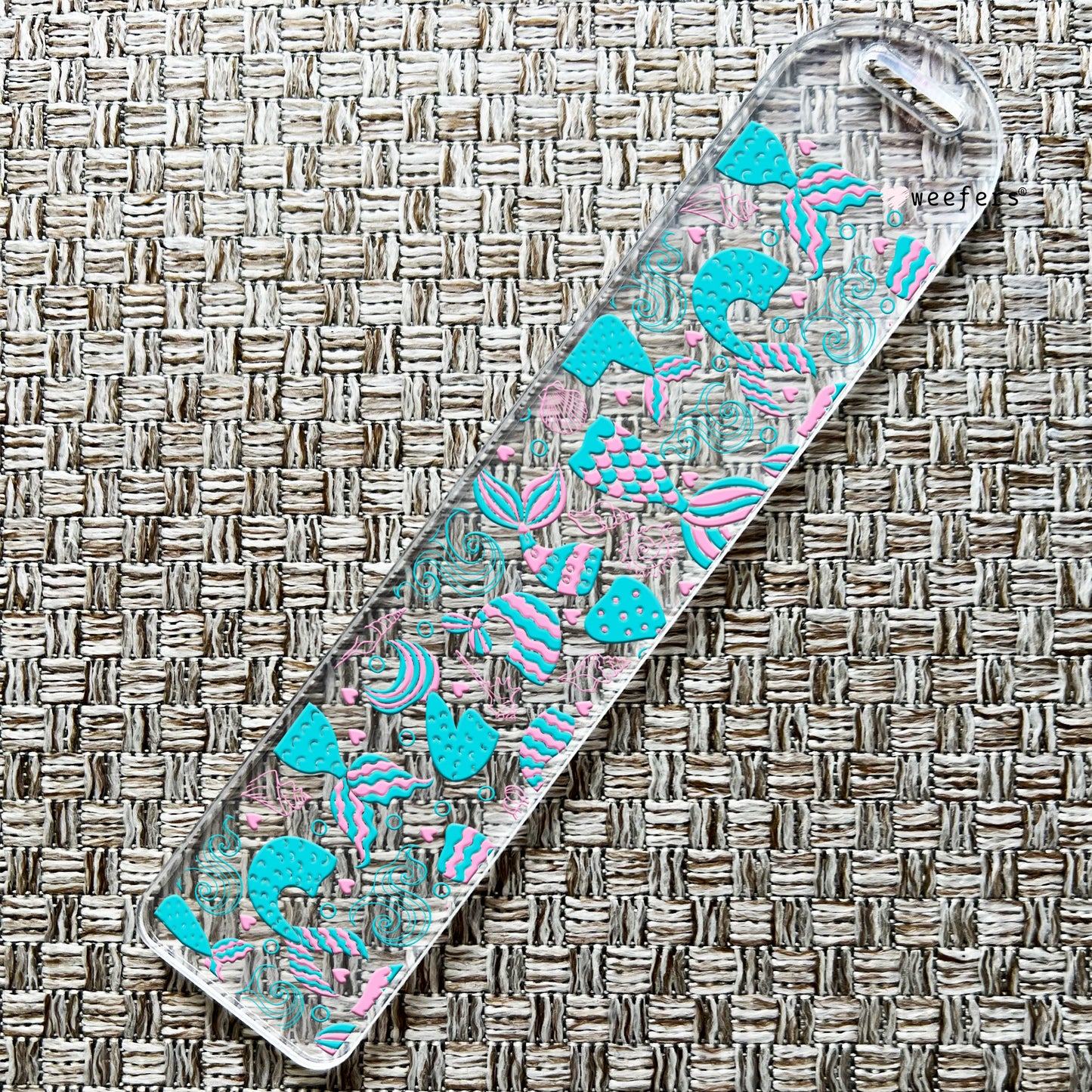 Pink And Blue Mermaid Tails Bookmark UV DTF Decal - Weefers