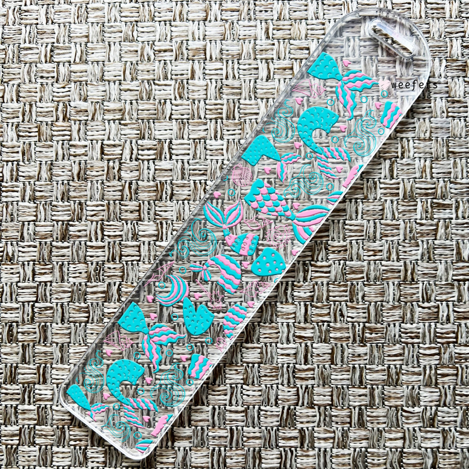 Pink And Blue Mermaid Tails Bookmark UV DTF Decal - Weefers