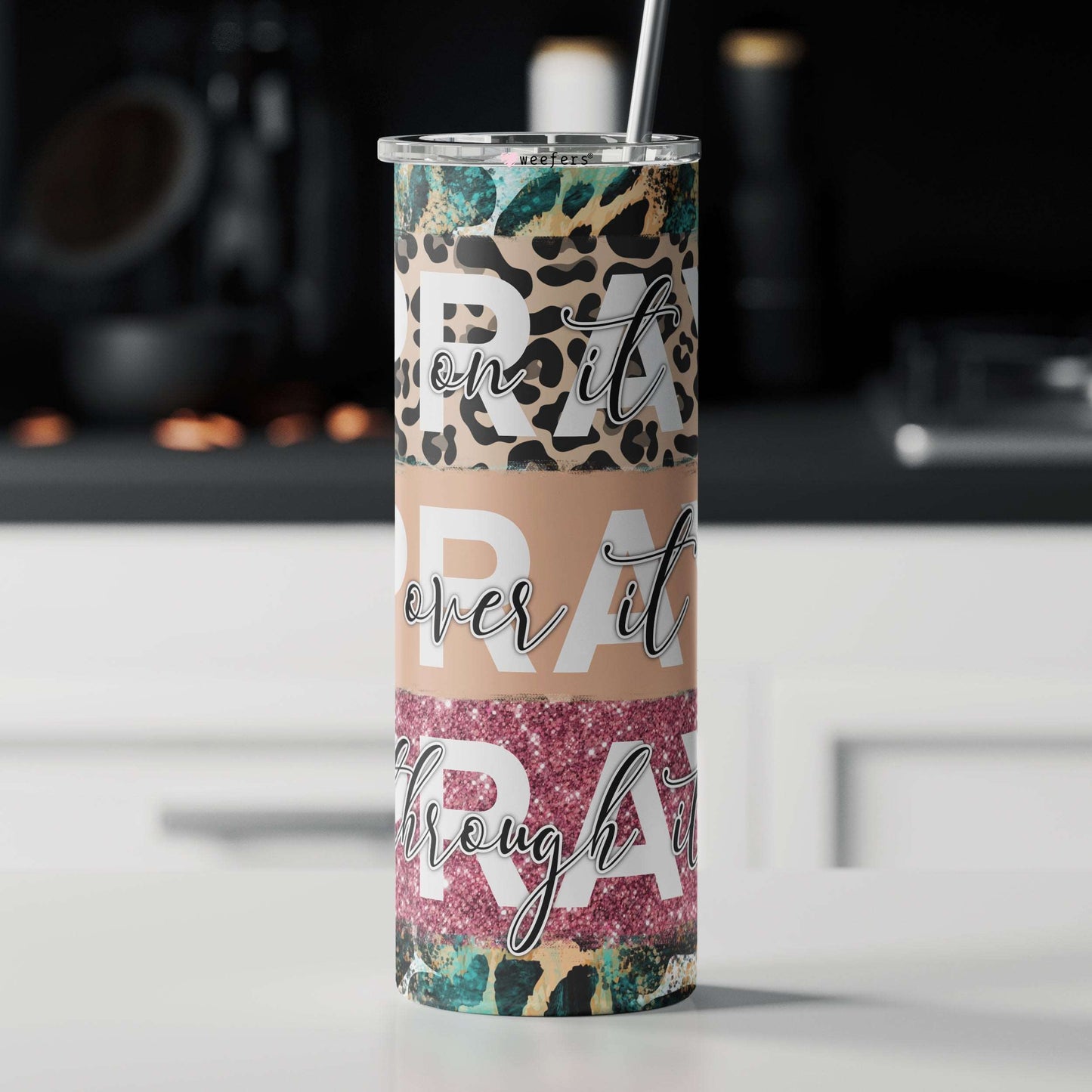 20oz Skinny Tumbler Wrap - Pray Pray Pray Leopard - Weefers