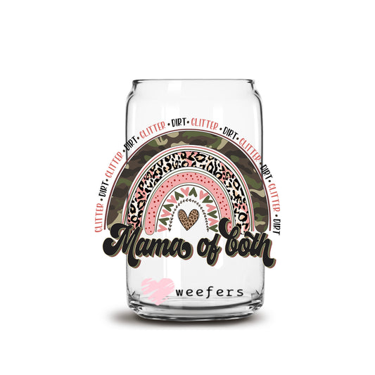 Mama Of Both Camo Rainbow 16oz Libbey Glass Can UV DTF or Sublimation Wrap - Decal Transfer - Weefers