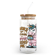 Load image into Gallery viewer, a glass jar with a unicorn drinking out of it
