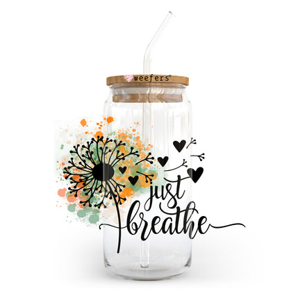 Just Breathe Fall  20oz Libbey Glass Can UV DTF or Sublimation Wrap - Decal Transfer - Weefers