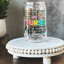 Load image into Gallery viewer, a glass jar with a nurse design on it

