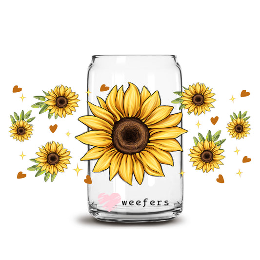 Sunflowers Delight 16oz Libbey Glass Can UV DTF or Sublimation Wrap - Decal - Weefers