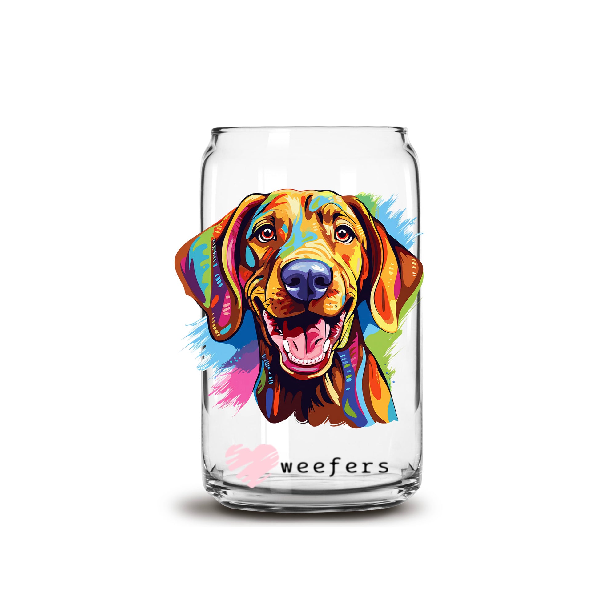 Vizsla Colorful Watercolor 16oz Libbey Glass Can UV DTF or Sublimation Wrap - Decal - Weefers