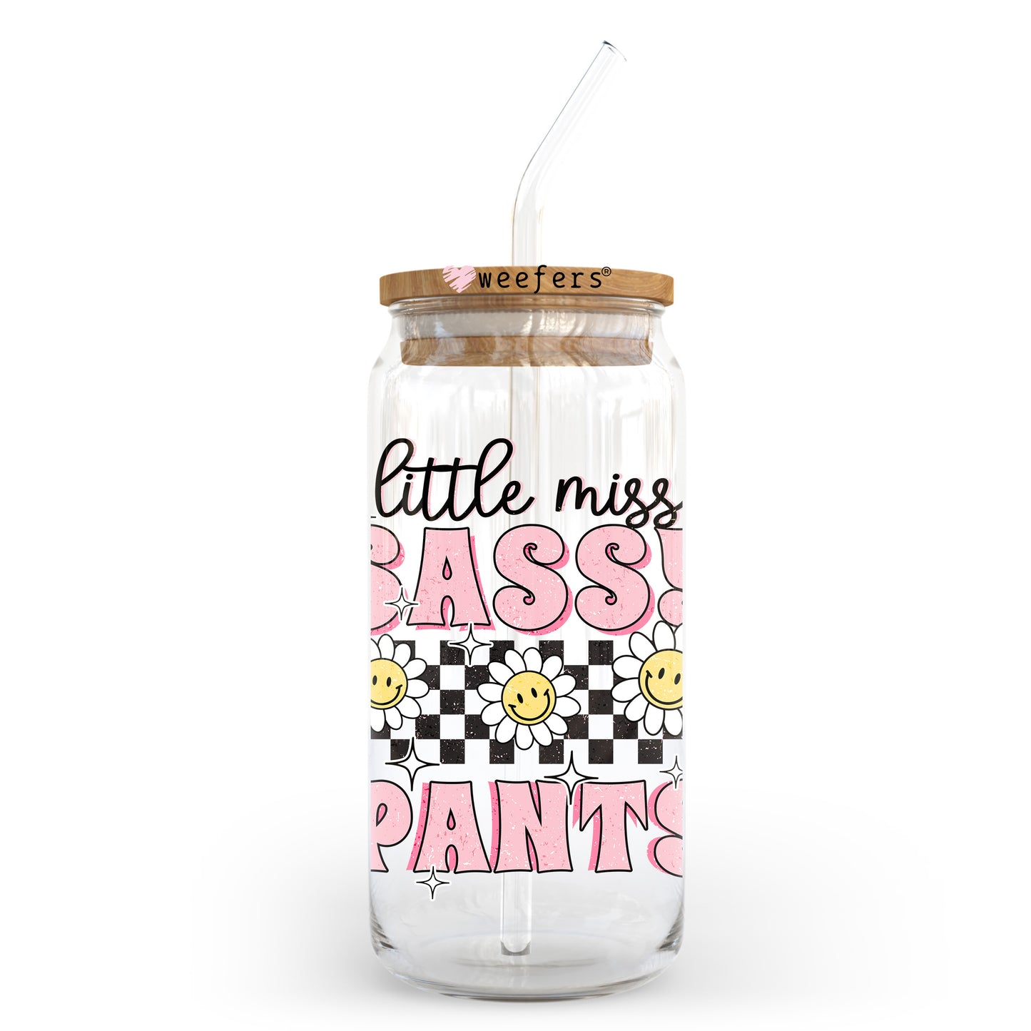 Little Miss Sassy Pants 20oz Libbey Glass Can UV DTF or Sublimation Wrap - Decal - Weefers