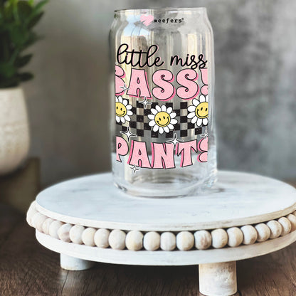 Little Miss Sassy Pants 16oz Libbey Glass Can UV DTF or Sublimation Wrap - Decal Transfers - Weefers