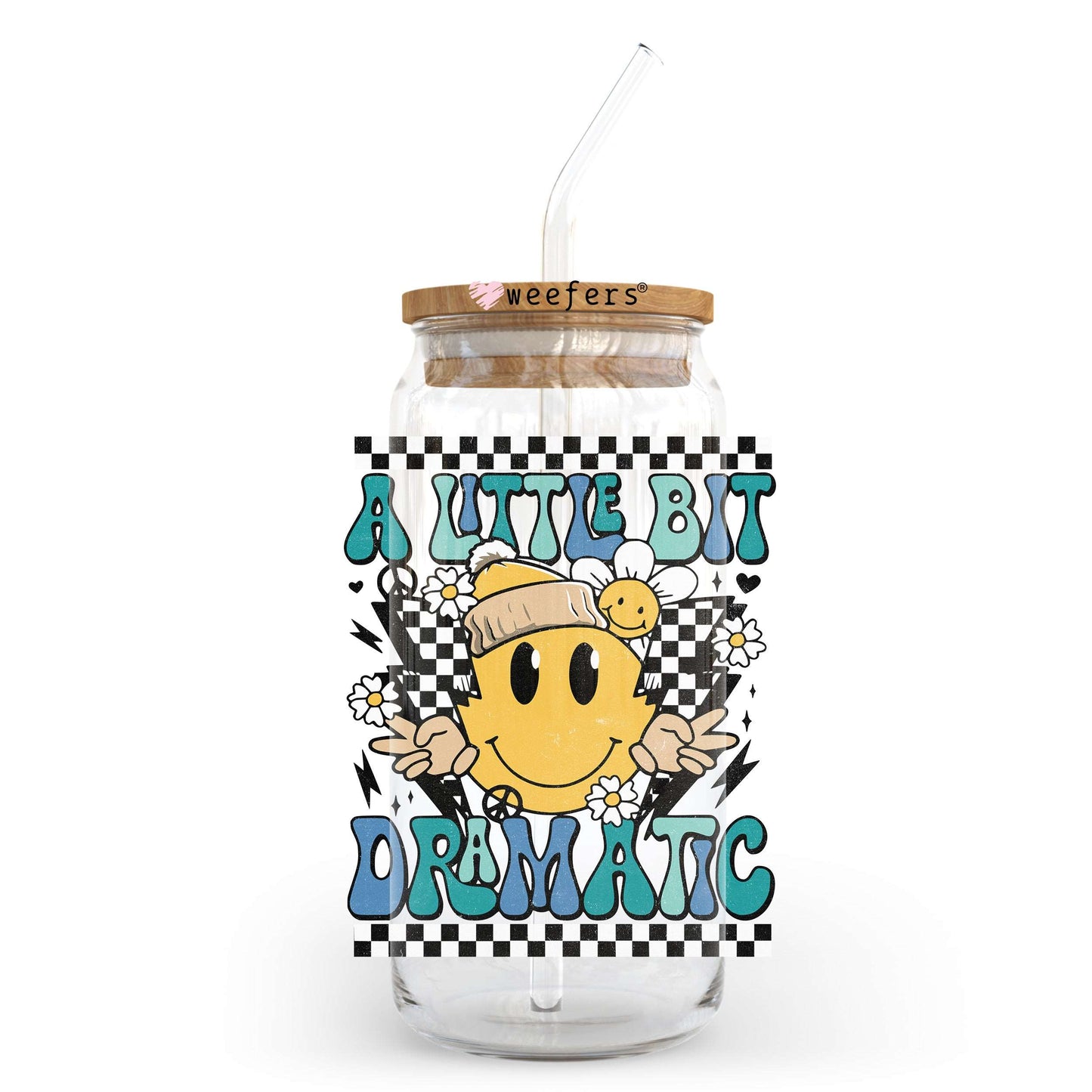 A Little Bit Dramatic Blue 20oz Libbey Glass Can UV DTF or Sublimation Wrap - Decal Transfer Weefers