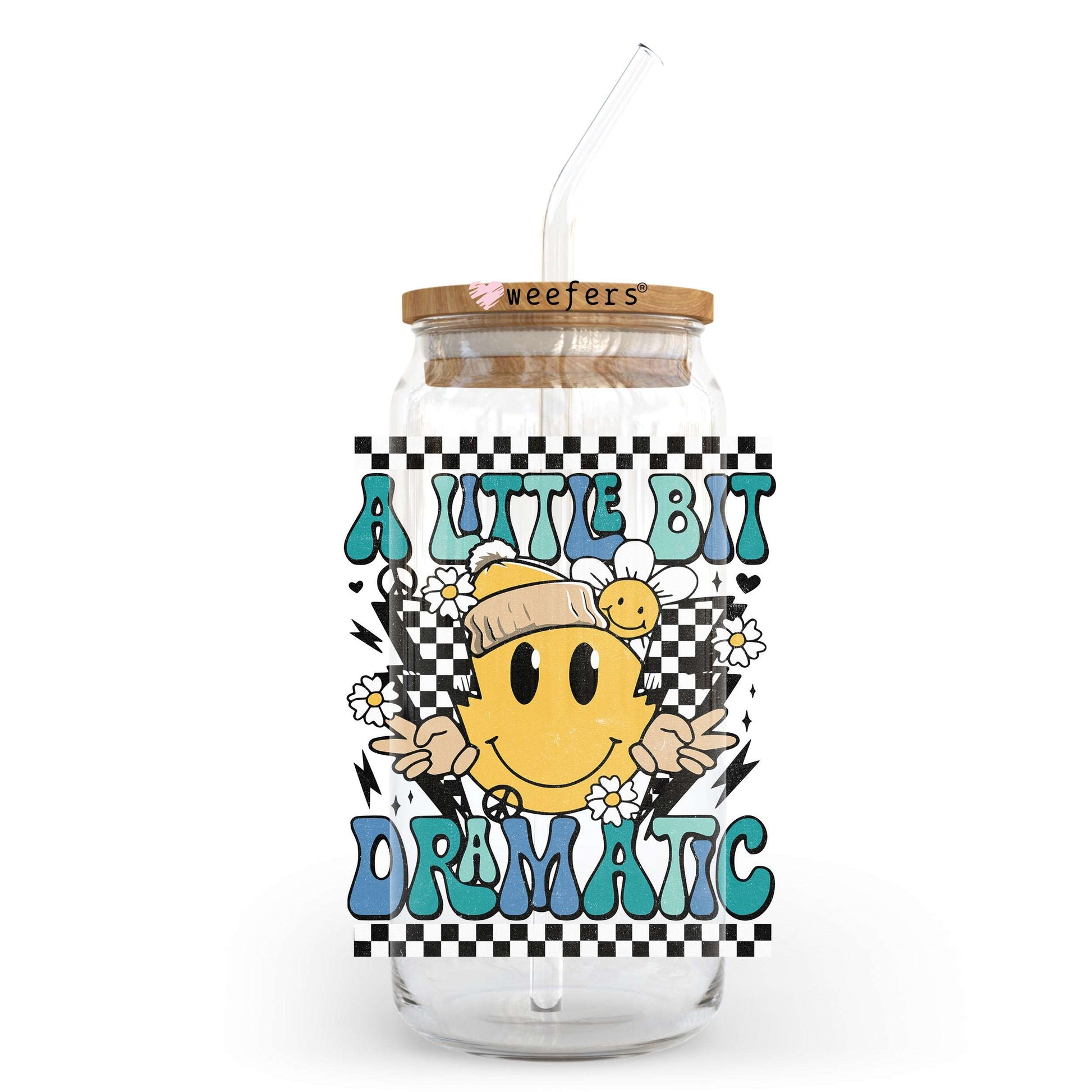A Little Bit Dramatic Blue 20oz Libbey Glass Can UV DTF or Sublimation Wrap - Decal Transfer Weefers