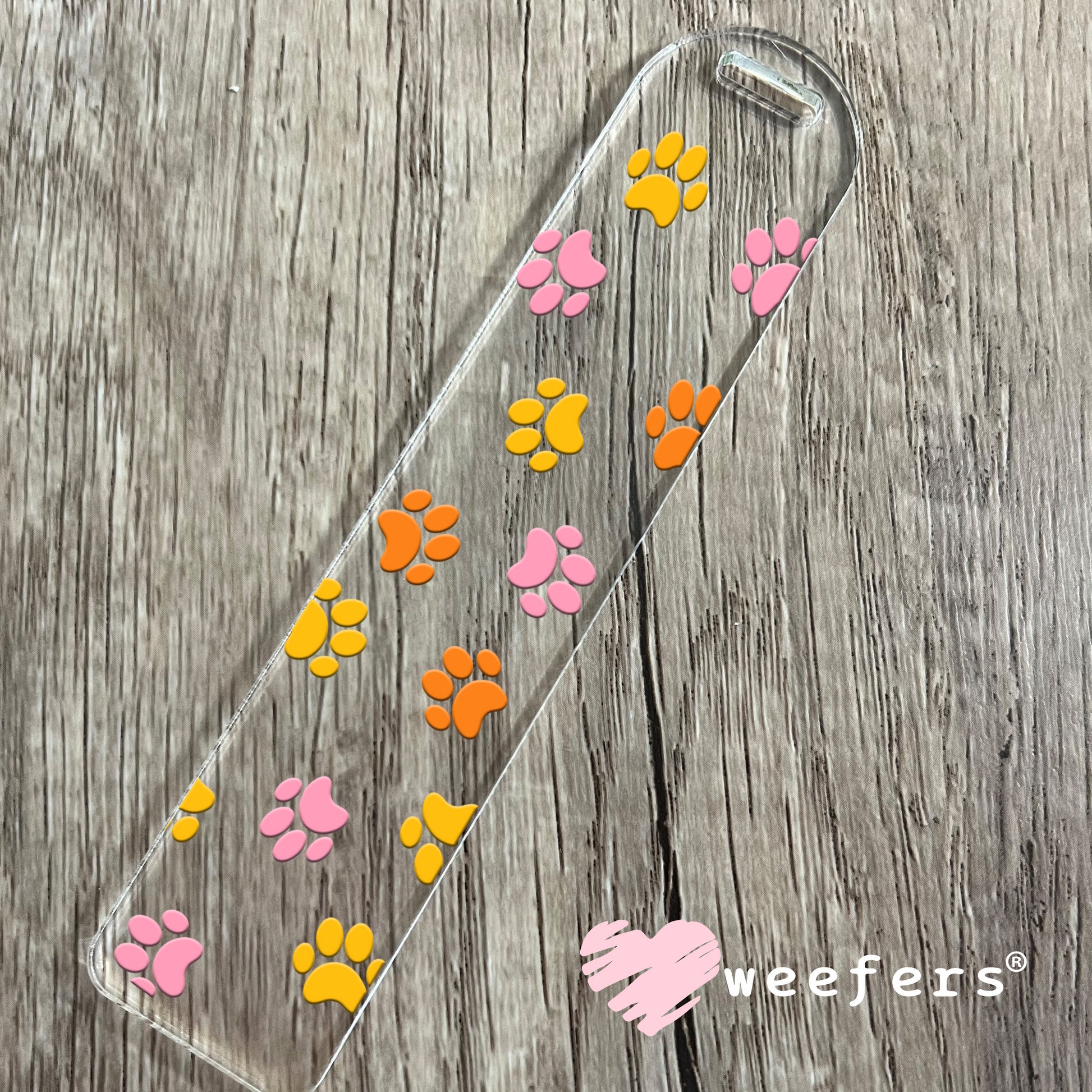 Orange Pink Yellow Dog Paws UV DTF Cup Wrap Bookmark Weefers