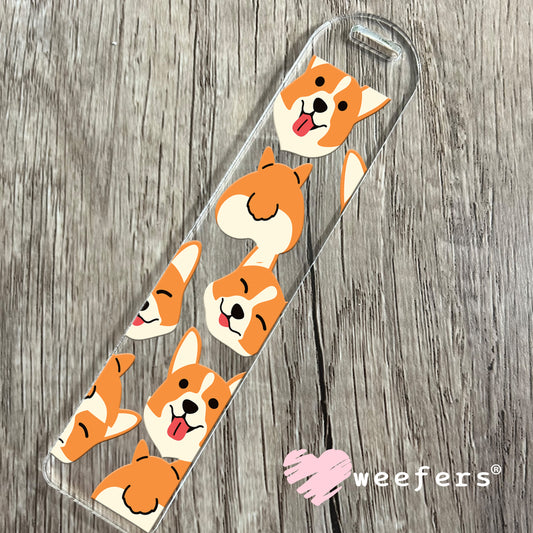 Smiling Corgi faces UV DTF Cup Wrap Bookmark Weefers
