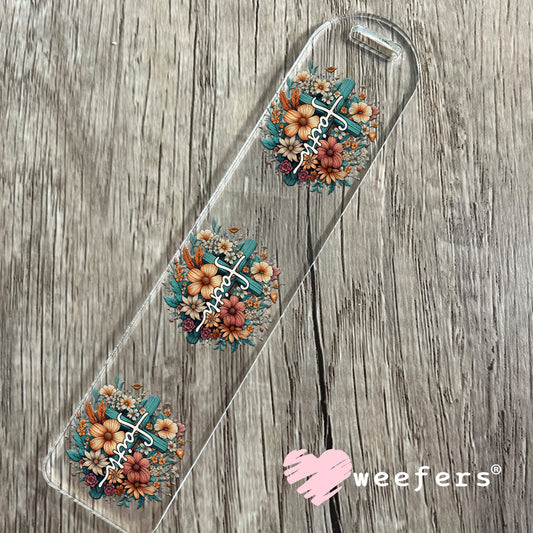 Faith Cross Rust Flowers UV DTF Decal Bookmark Weefers