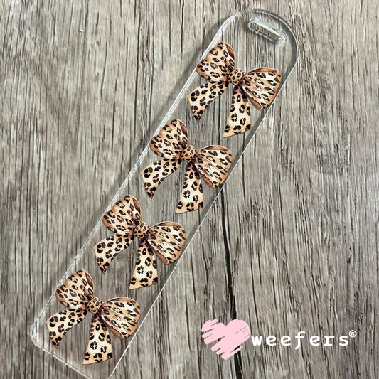 Leopard Beige Bow UV DTF Decal Bookmark Weefers